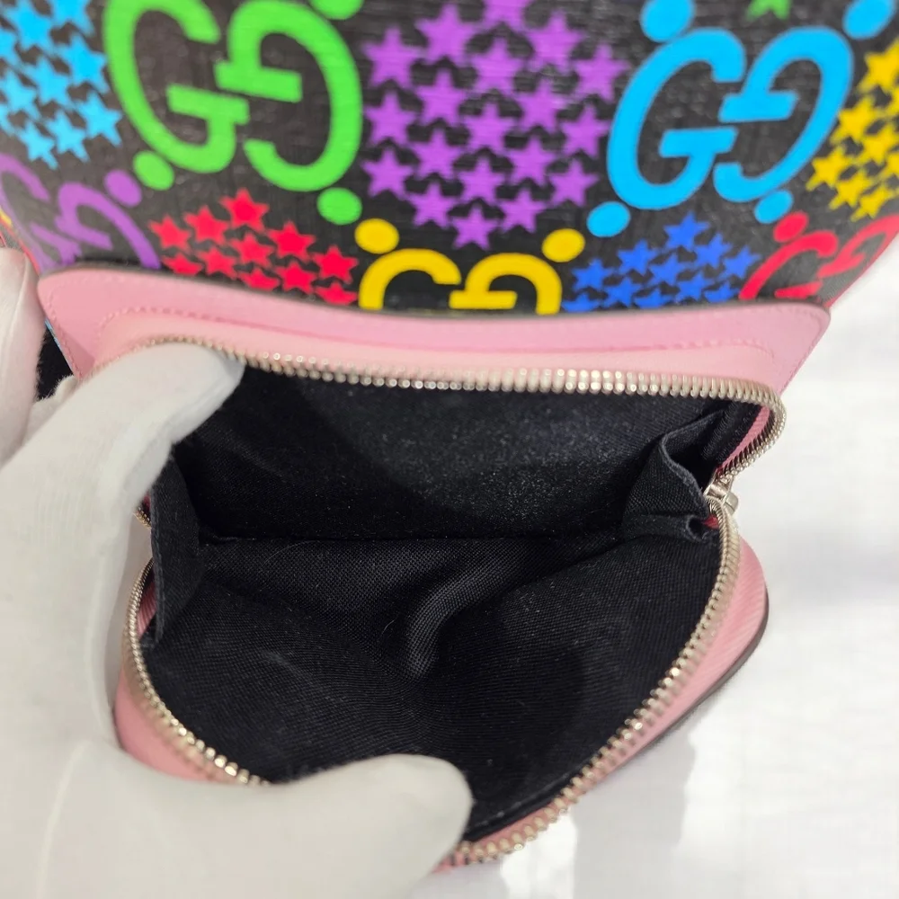 Gucci GG Psychedelic Small Backpack Multicolor Monogram Pink Leather Bag - Picture 10 of 15